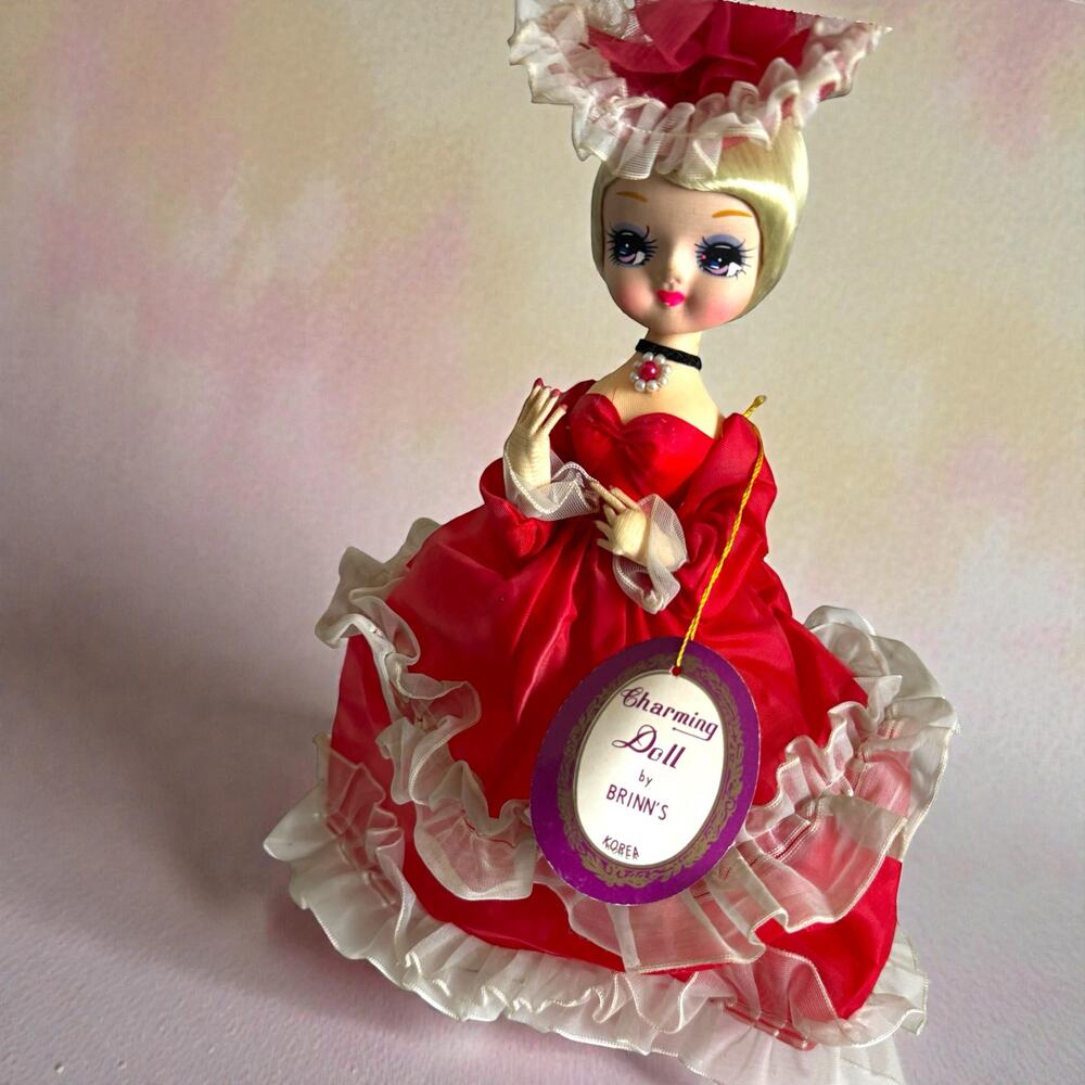 Vintage Brinn’s Charming Doll Big Eye Bradley Style Pose Doll Made in Korea Red